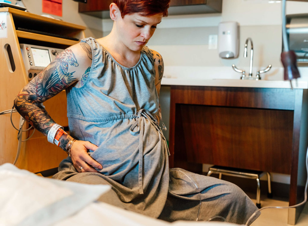 using the birthing ball during an induction of labor at Henderson hospital in Las Vegas