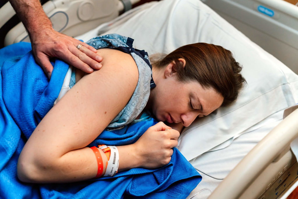 patient becoming more and more uncomfortable with contractions while in labor. 