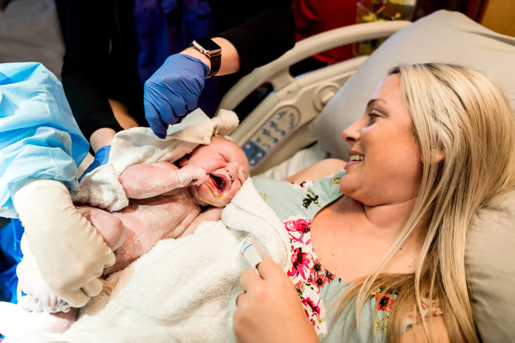 mother holding baby for the first time after giving birth at Southern Hills hospital in Las Vegas