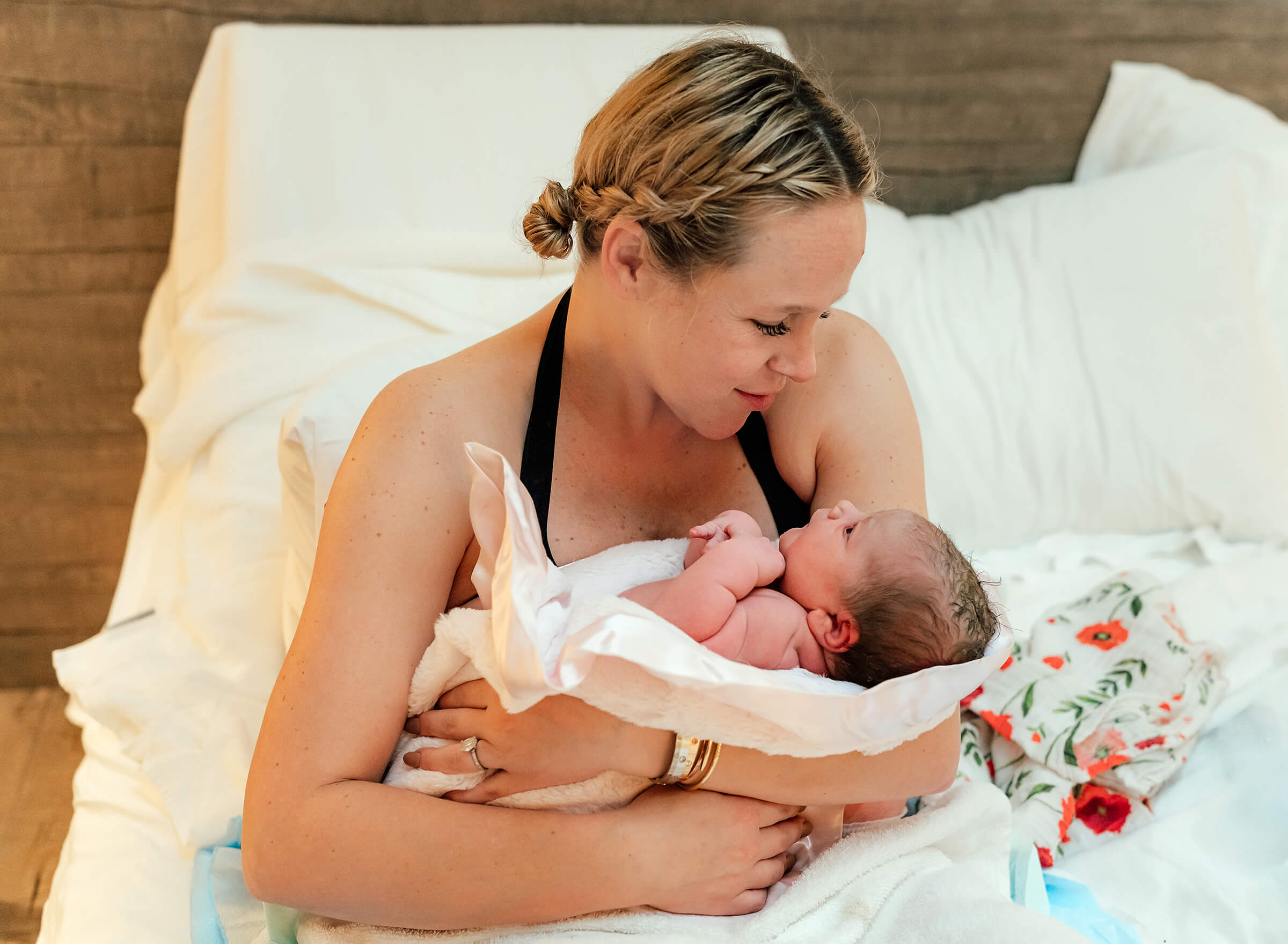 the beauty of eye to eye contact with new baby after home birth in Las Vegas