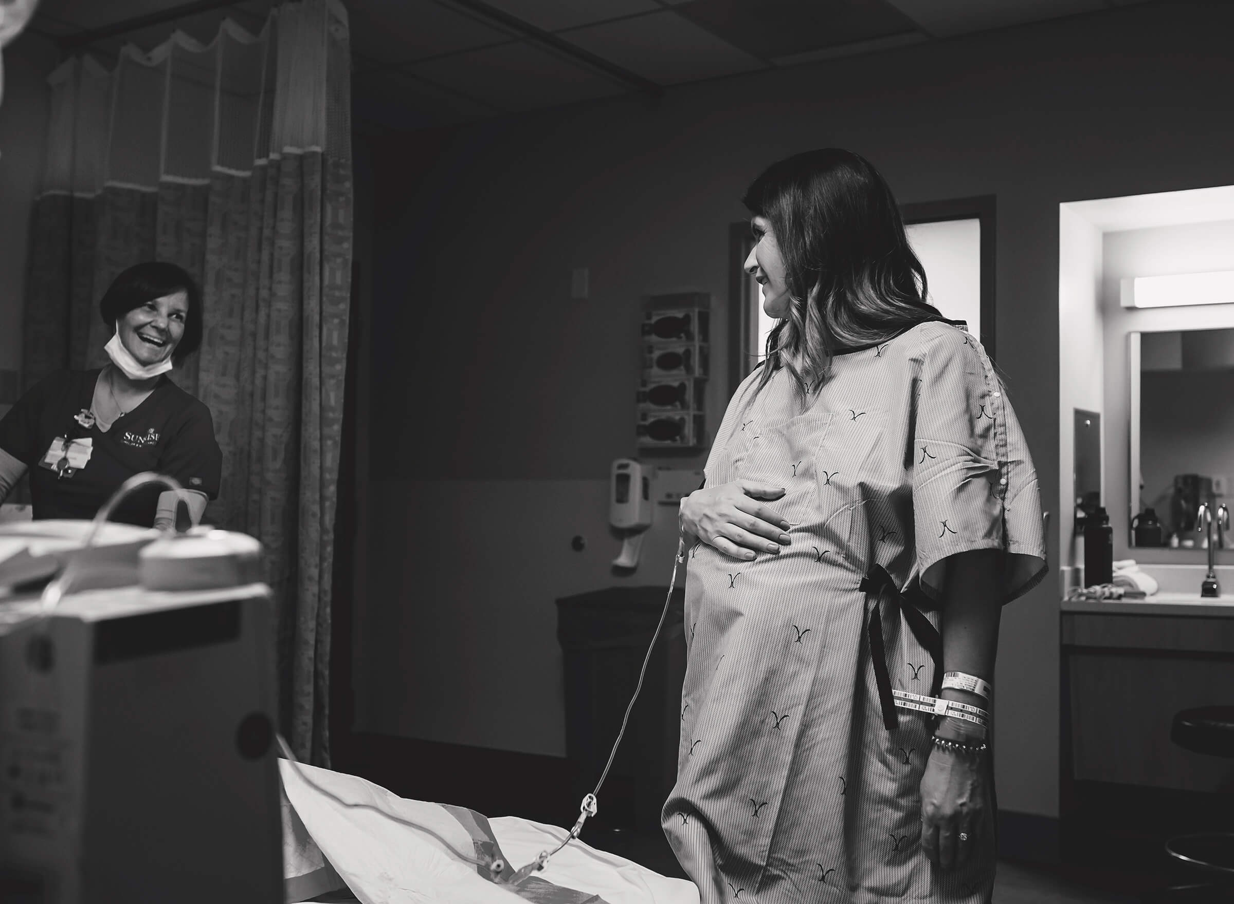 standing while in labor to change positions 