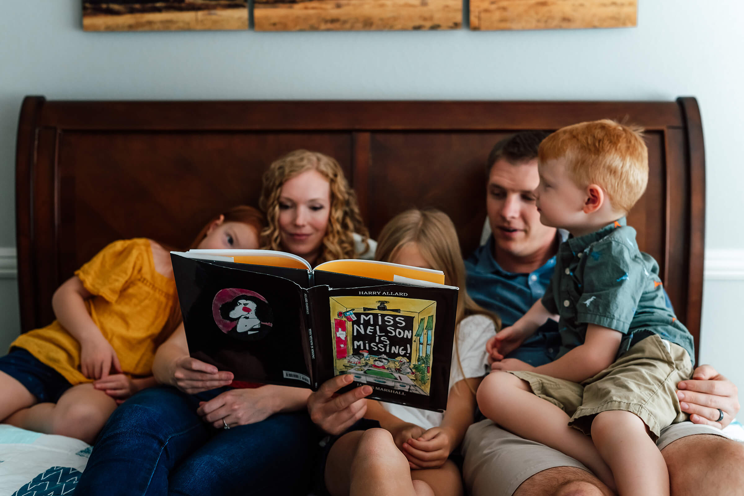 family reading together during a day in the life session.