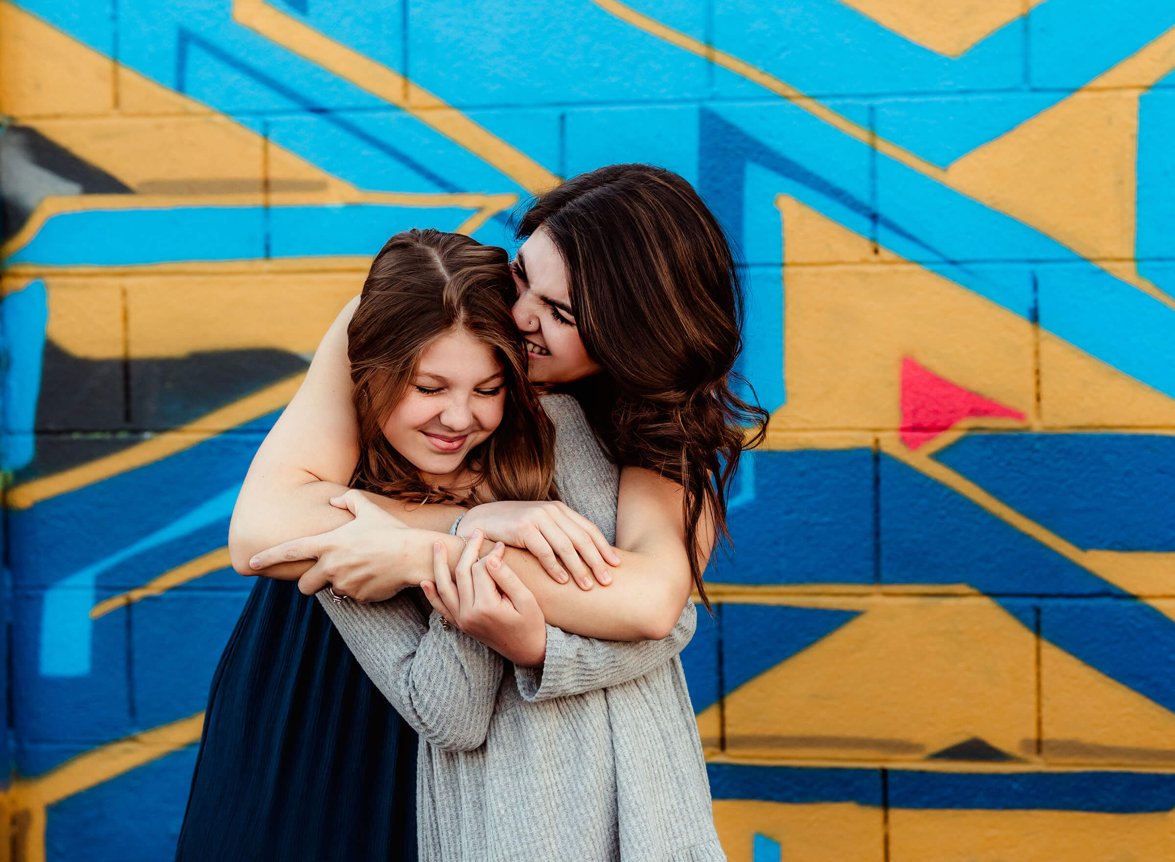 sweet moment between mom and daughter during family session in Las Vegas
