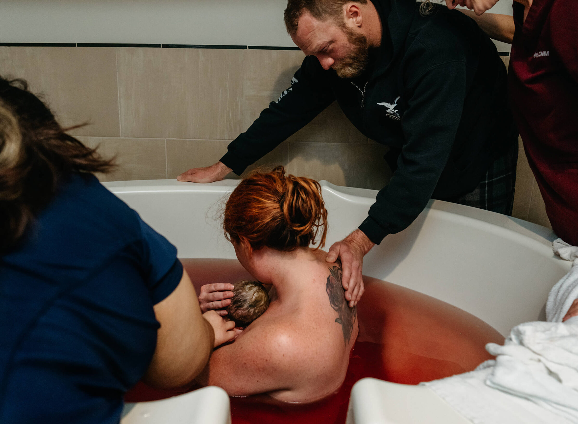 immediately following a water birth at a birth center in Las Vegas
