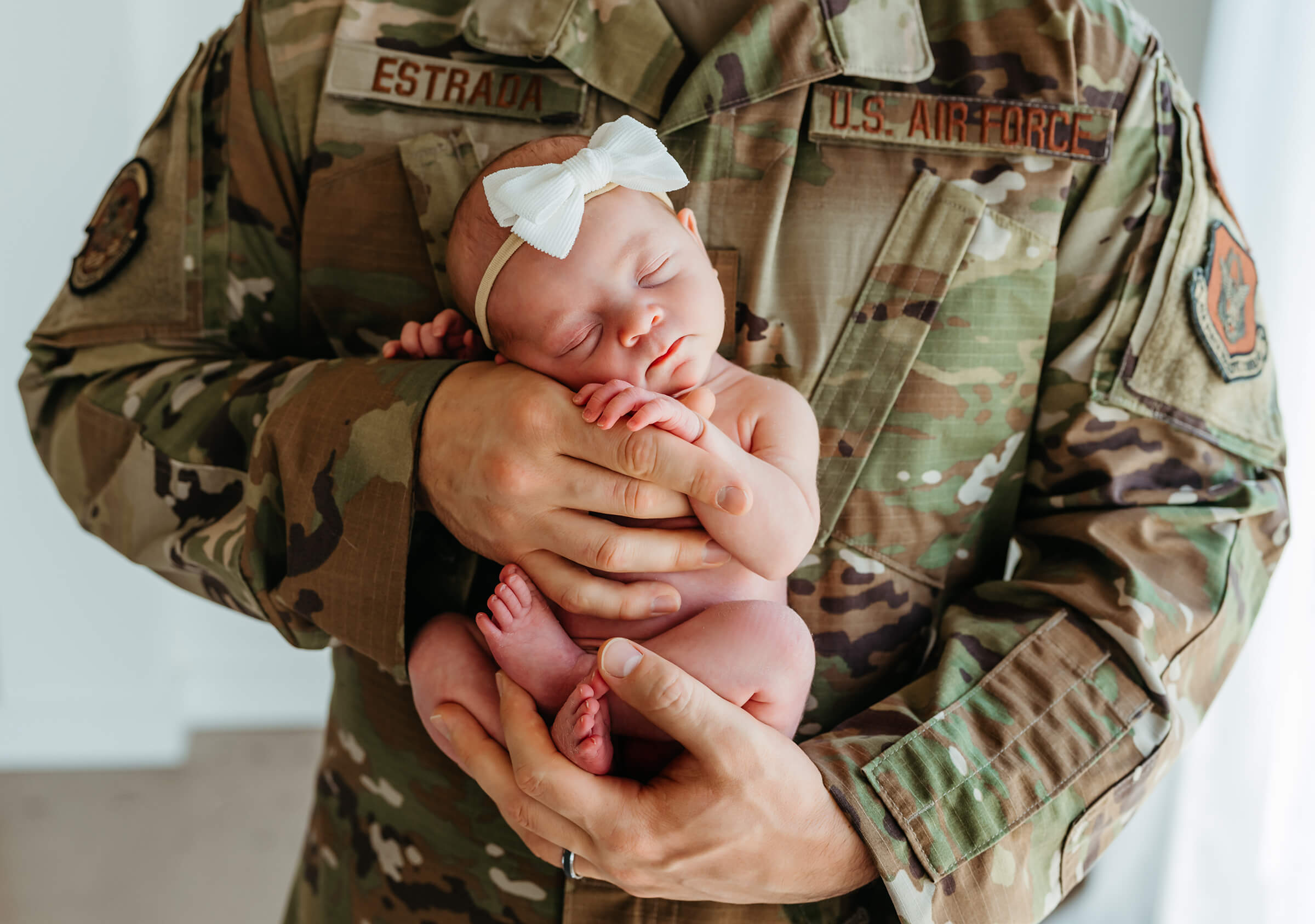 newborn session with air force uniform