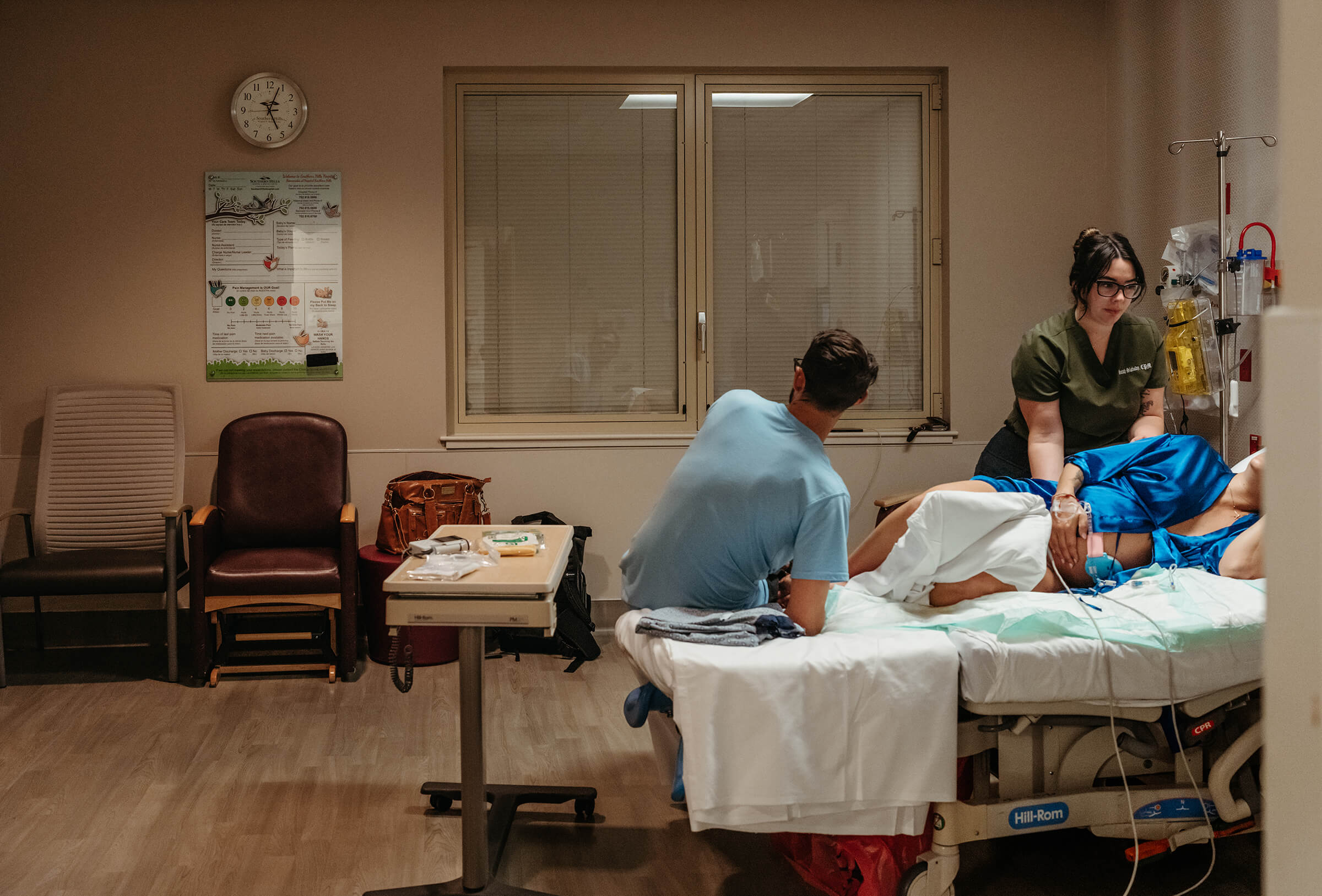 midwife staying with her patient transferred from a home birth to the hospital in Las Vegas