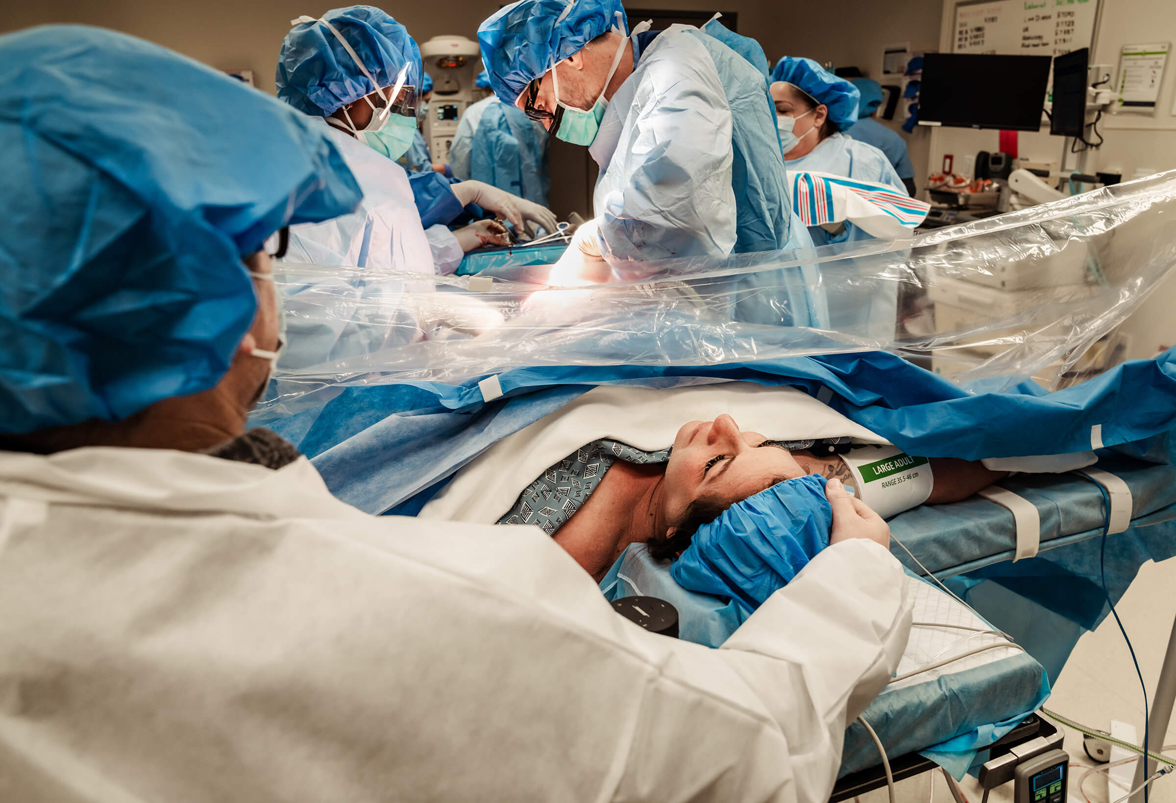 delivery of twins via gentle c-section at Summerlin Hospital with clear drape