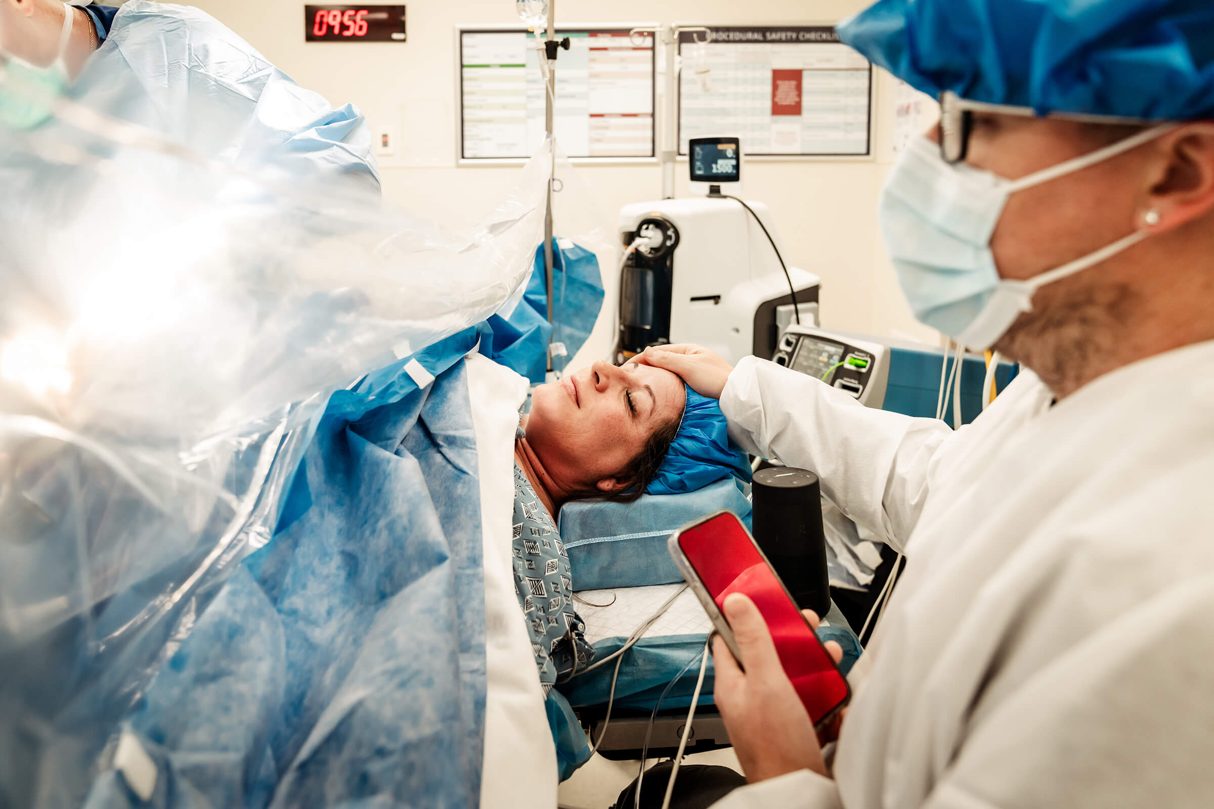faith filled. parents prepare a playlist for their cesarean section