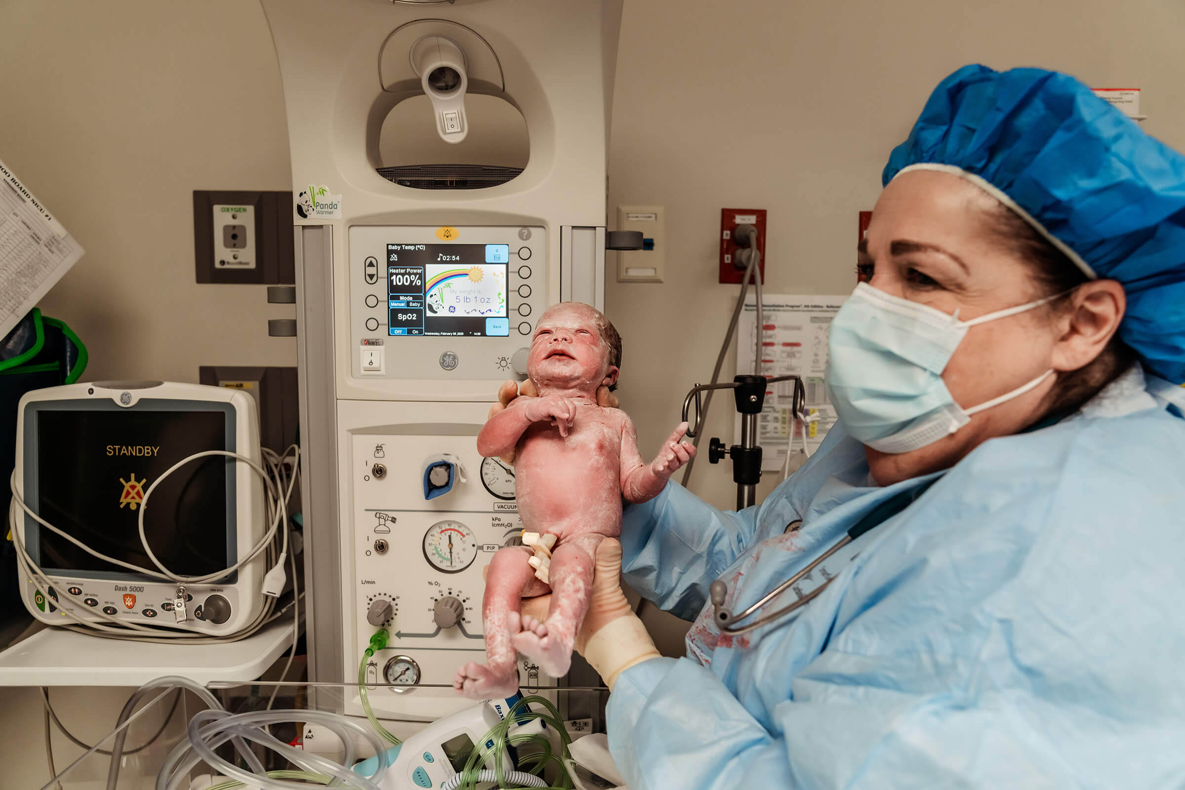 baby being weighed in the operating room at Summerlin Hospital