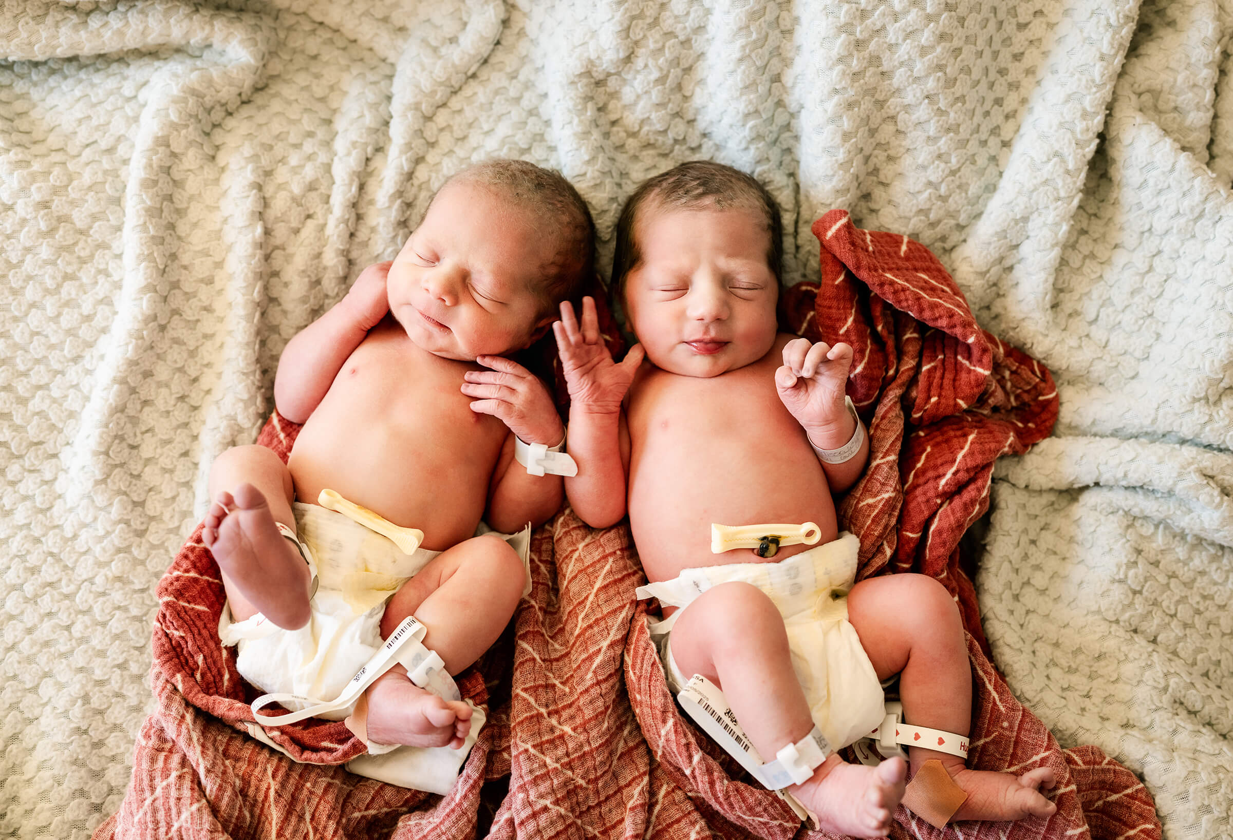 fraternal twin girls during fresh session